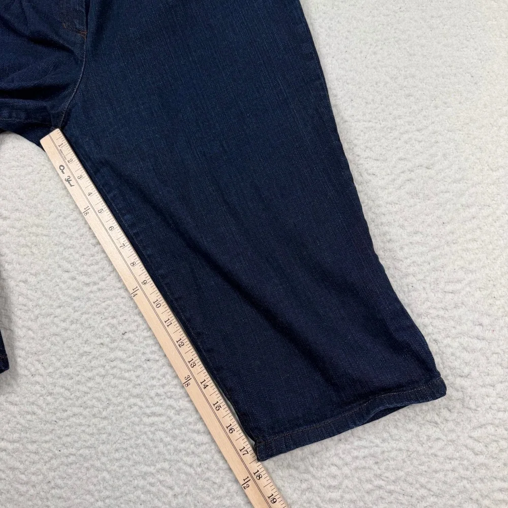Eileen Fisher Jeans XL Blue Organic Cotton Stretch Capri Denim Dark Wash
